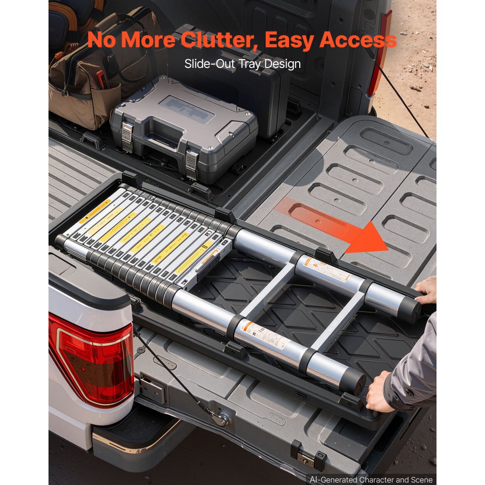 VEVOR Slide-Out Truck Bed Cargo Tray 500 lbs Capacity Fits 5'7" Beds&Longer, Heavy-Duty Bed Slide, for Full-Size Pickup Trucks, Durable HDPE Material, Easy Tailgate Access, Sliding Storage Organizer