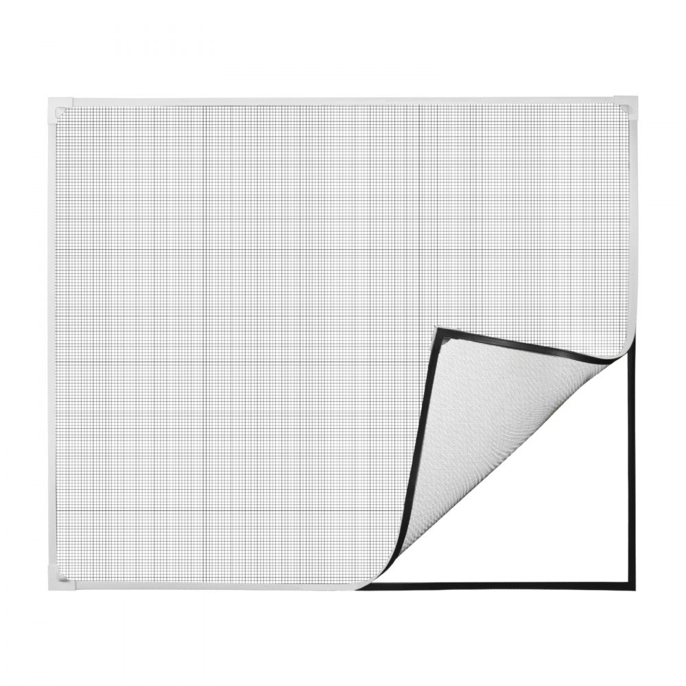 VEVOR Magnetic Window Screen,  58.27 x 39.17 inch PVC and Fiberglass Mesh, White Frames with Black Magnetic Strip and Wind Clips, No Drilling Easy Installation, Magnetic Screen for House Window
