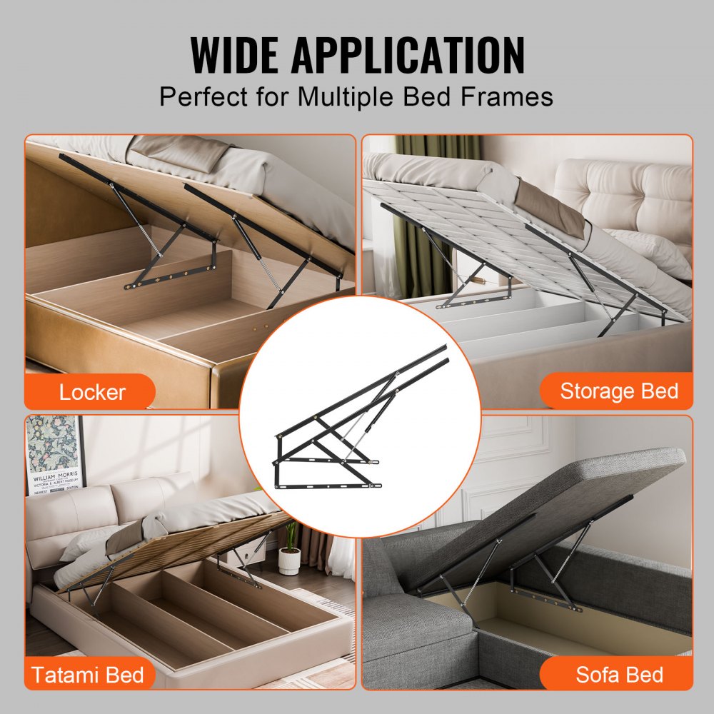 VEVOR Bed Lift, 59x71 in Compatible Bed Size 154 lbs Load Bearing, DIY Wall Bed Mechanical Hardware Kit Vertical Deluxe, Pneumatic Lever Heavy Duty Bed Support, Folding Wall Bed for Guestroom