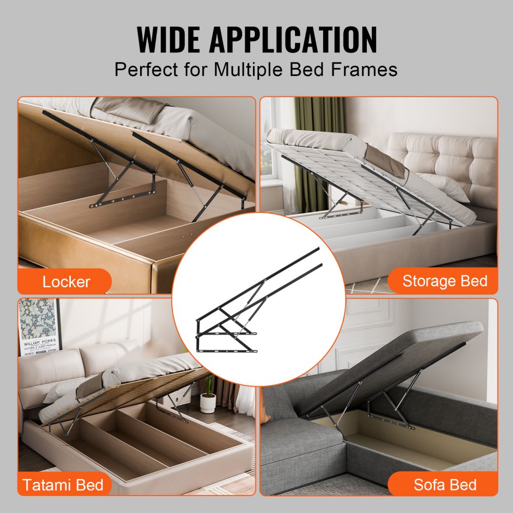 VEVOR Bed Lift, 59x79 in Compatible Bed Size 265 lbs Load Bearing, DIY Wall Bed Mechanical Hardware Kit Vertical Deluxe, Pneumatic Lever Heavy Duty Bed Support, Folding Wall Bed for Guestroom