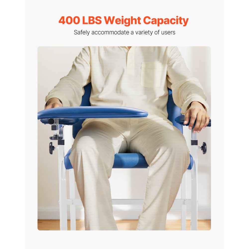 VEVOR Phlebotomy Chair, Blood Draw Chair with Adjustable Armrests and Flip Arm, 400LBS Loading Blood Drawing Medical Chair with Soft Padded Seat, Easy-to-Clean PVC Leather for Hospitals, Labs, Clinics