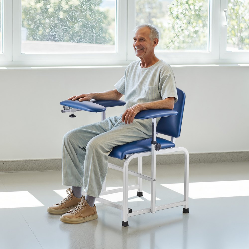 VEVOR Phlebotomy Chair, Blood Draw Chair with Adjustable Armrests and Flip Arm, 400LBS Loading Blood Drawing Medical Chair with Soft Padded Seat, Easy-to-Clean PVC Leather for Hospitals, Labs, Clinics