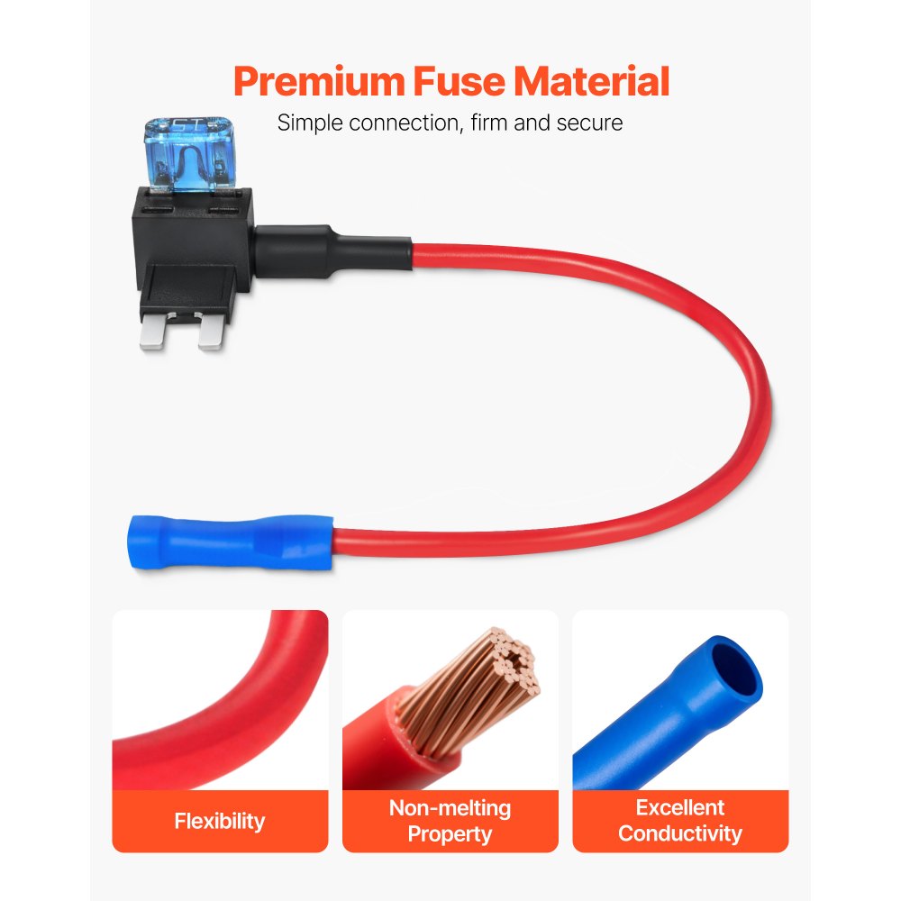 VEVOR Fuse Tap, 24 Packs, 4 Types 12V Car Add-a-Circuit Fuse Tap Adapter, Standard Mini Micro2 and Low Profile Mini Blade Fuses Holder, ATO ATC ATM Fuses Adapter Jumper for Cars Trucks Boats