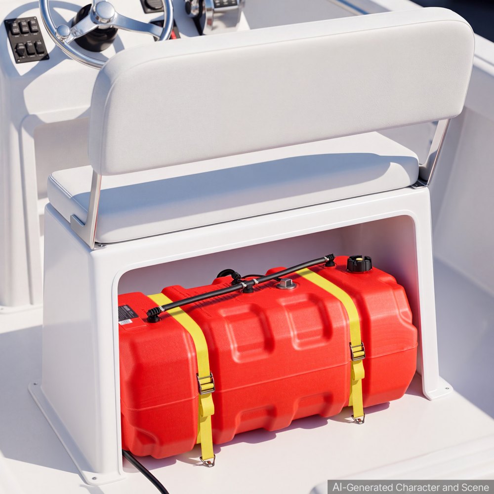 VEVOR Marine Fuel Tank 24 Gallon Boat Gas Tank Electronic Fuel Level Sensor, Portable Outboard Gas Can for Outboard Engine Boats, Yacht, Fishing Boat, Deck Boat, Gas Container, 4 mm Thick HDPE, Red