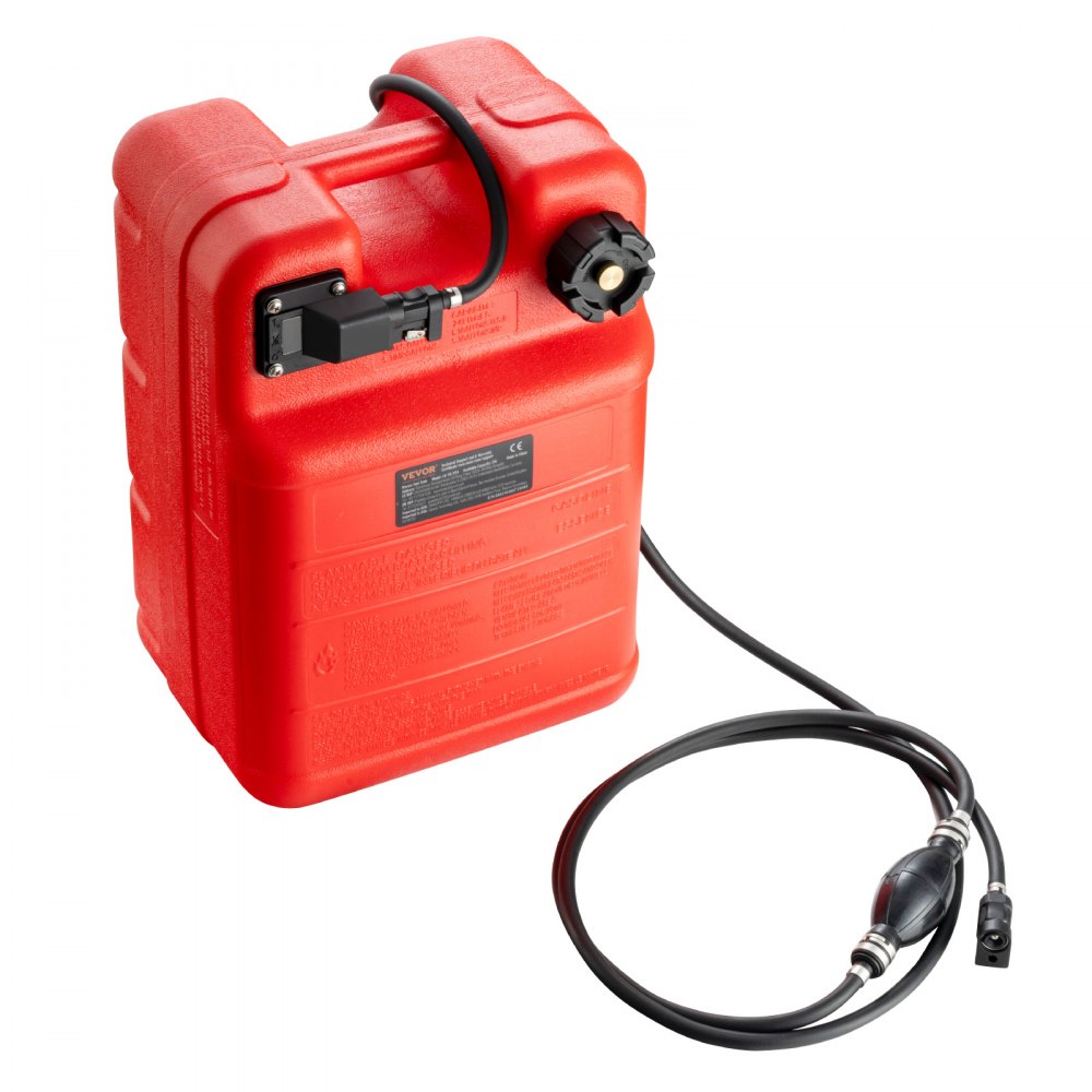 VEVOR Marine Tank, 6.34-Gallon/24-L Marine Portable Tank Outboard Marine Boat Transfer Tank with 9.8ft Hose, Gauge for Outboard Engine Boats, Yacht, Fishing Boat, Deck Boat, Red