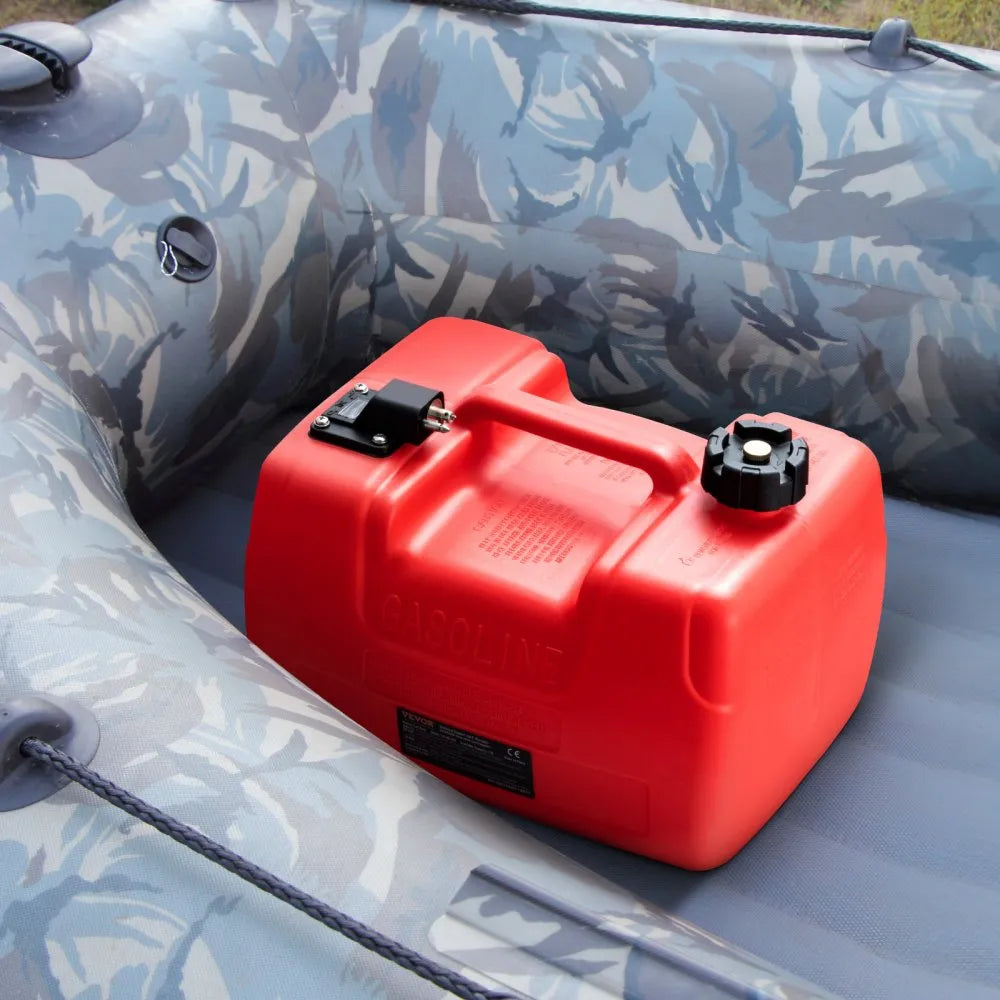 VEVOR Boat Fuel Tank, 3.17-Gallon/12-L Marine Outboard Transfer Tank, Transfer Tank with 9.8ft Hose, Gauge for Outboard Engine, Yacht, Fishing Boat, Deck, Red