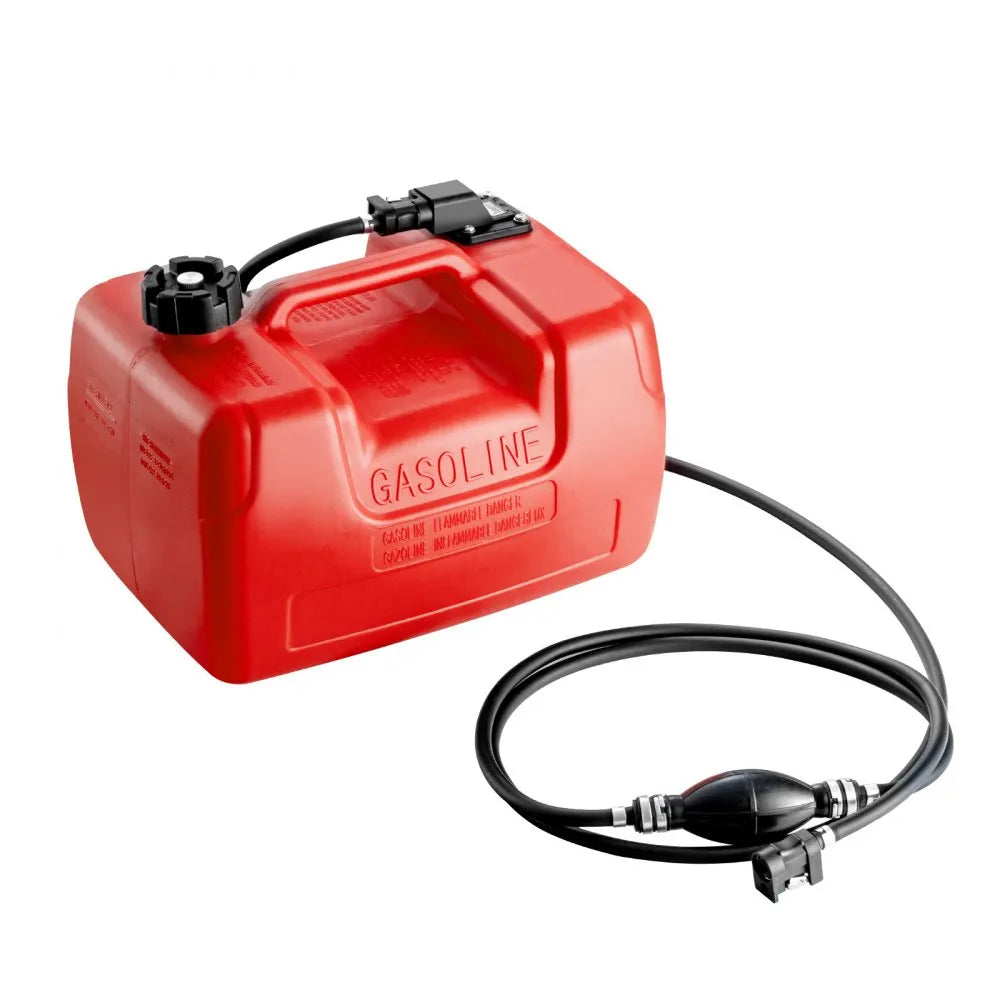 VEVOR Boat Fuel Tank, 3.17-Gallon/12-L Marine Outboard Transfer Tank, Transfer Tank with 9.8ft Hose, Gauge for Outboard Engine, Yacht, Fishing Boat, Deck, Red