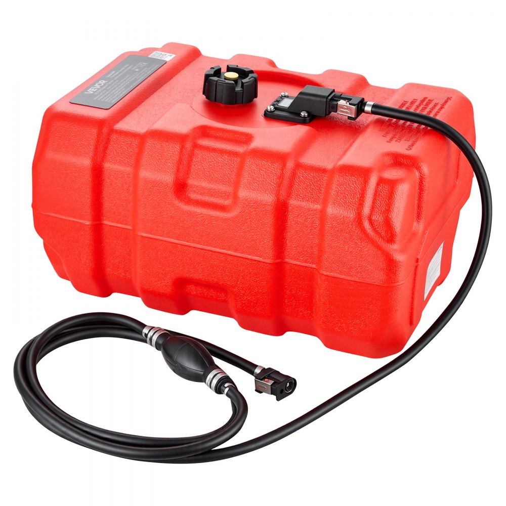 VEVOR Marine Fuel Tank, 8.7 Gallon Boat Gas Tank Portable Outboard Gas Can, for Outboard Engine Boats, Yacht, Fishing Boat, Deck Boat, Gas Container, Fuel Gauge, Hose & Primer Bulb, Premium HDPE, Red