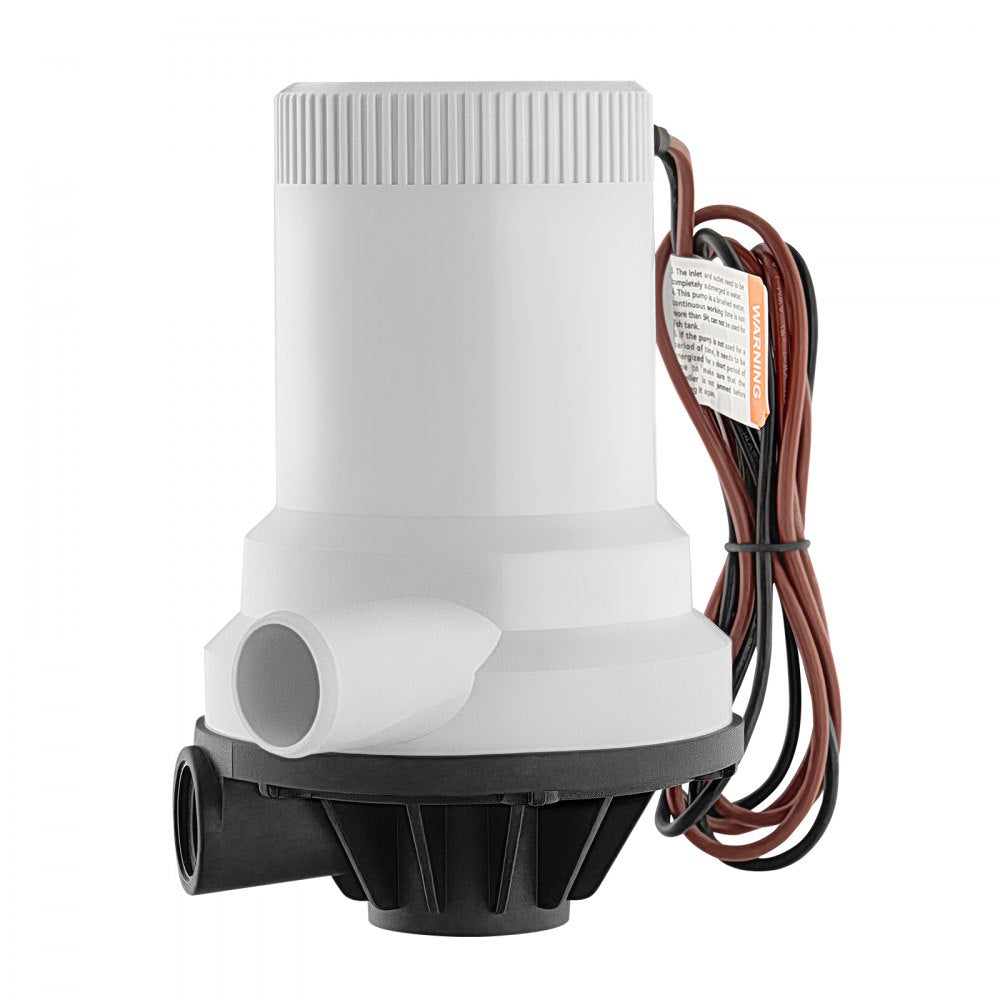VEVOR Livewell Pump for Boat, 12V 1600 GPH Straight Livewell Aerator Pump with Dual Inlet, ABA Housing & Detachable Motor Cartridge, Corrosion-Resistant Livewell/Baitwell Pump for Freshwater Saltwater