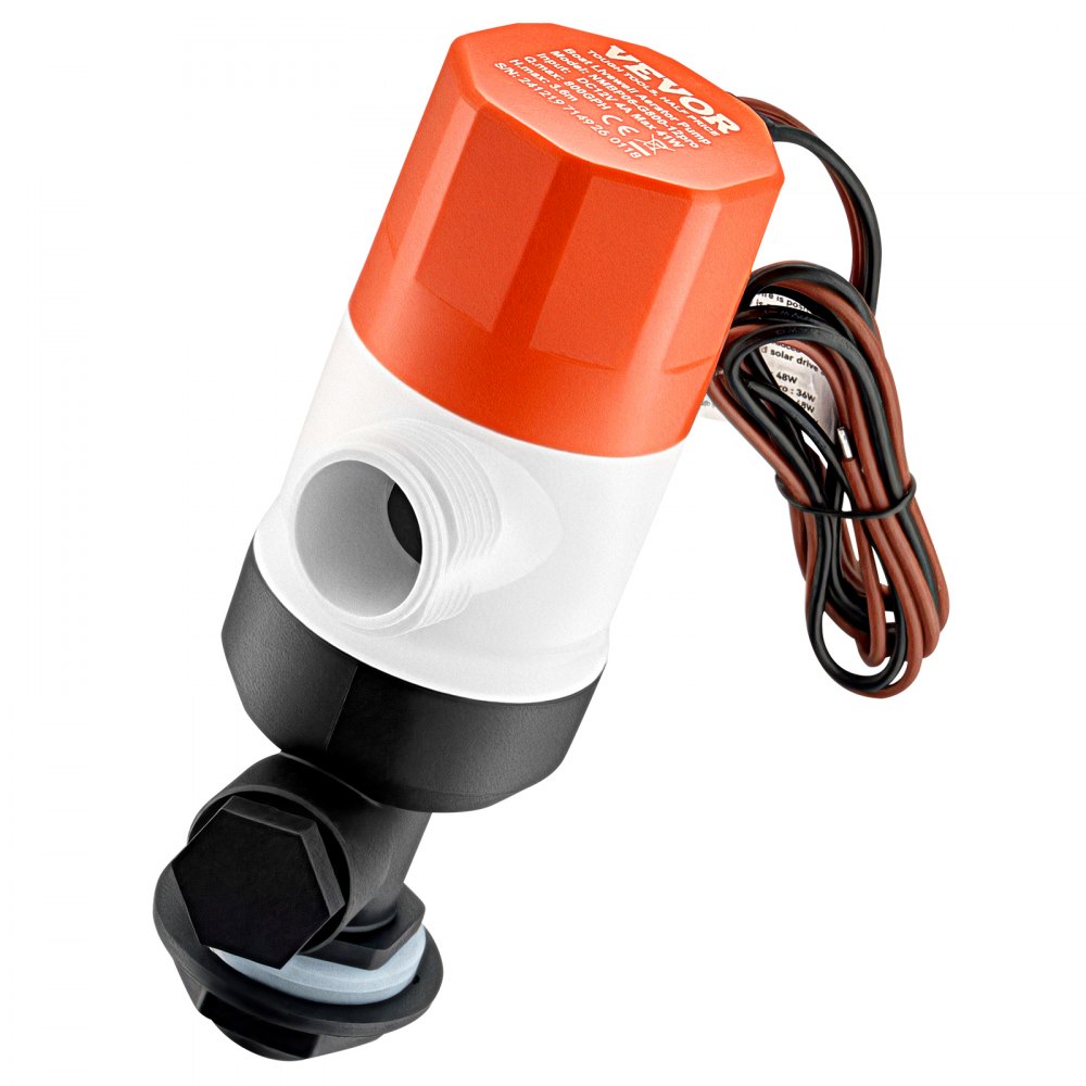 VEVOR Livewell Pump for Boat, 12V 800 GPH Straight Livewell Aerator Pump with Dual Inlet, ABA Housing & Detachable Motor Cartridge, Corrosion-Resistant Livewell/Baitwell Pump for Freshwater Saltwater