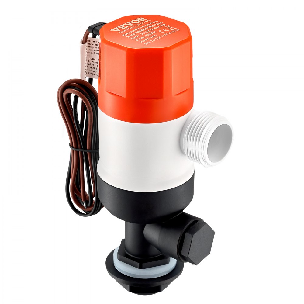 VEVOR Livewell Pump for Boat, 12V 800 GPH Straight Livewell Aerator Pump with Dual Inlet, ABA Housing & Detachable Motor Cartridge, Corrosion-Resistant Livewell/Baitwell Pump for Freshwater Saltwater