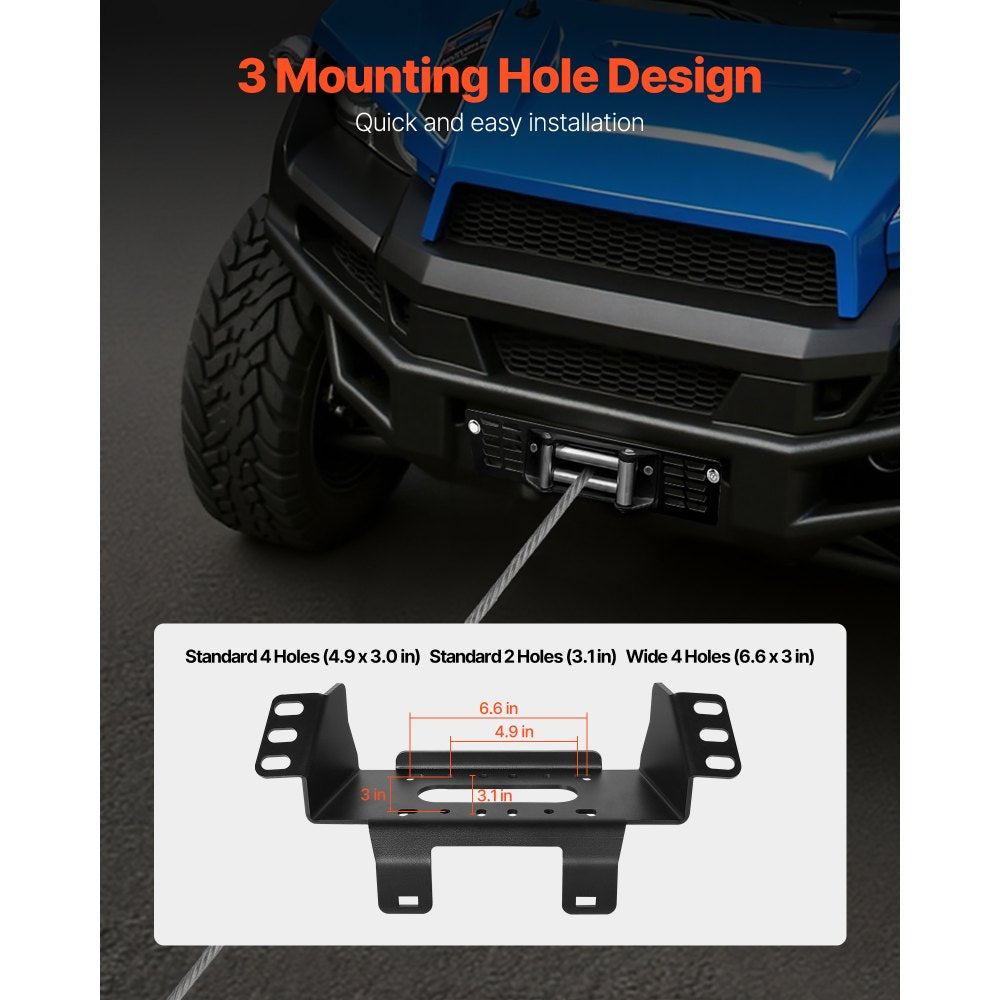 VEVOR Winch Mount, Winch Capacity of 907-1633 kg, Trailer Hitch Winch Mount for Select Polaris Ranger Models (2010-2021), 3 Mounting Hole Design, Powder Coated Steel, Fit for Muddy Road Rescue