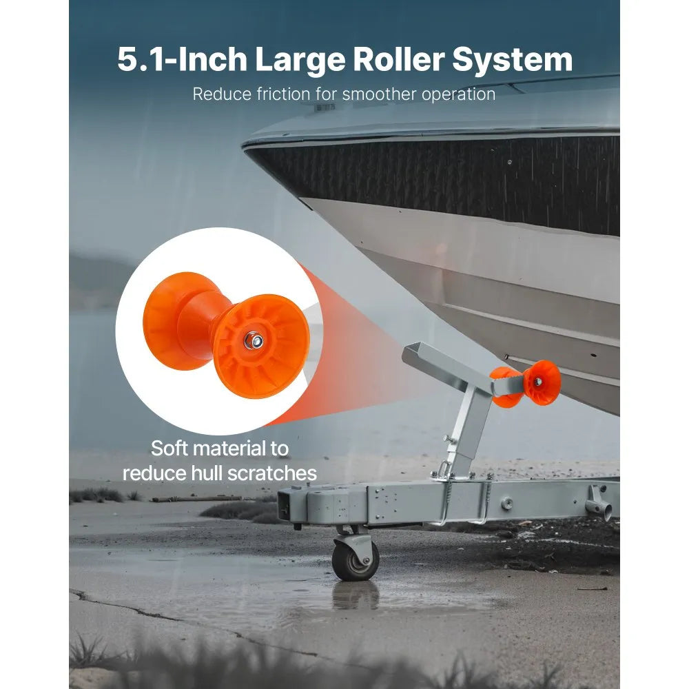 VEVOR Boat Trailer Winch Stand with Roller, Adjustable Height 14.3-21.6 Inches, Boat Winch Mount with U-Bolts for 2-3 Inches W x 3-4 Inches H Trailer Tongue, Fit for Jet Ski, Sailboat, Speedboat