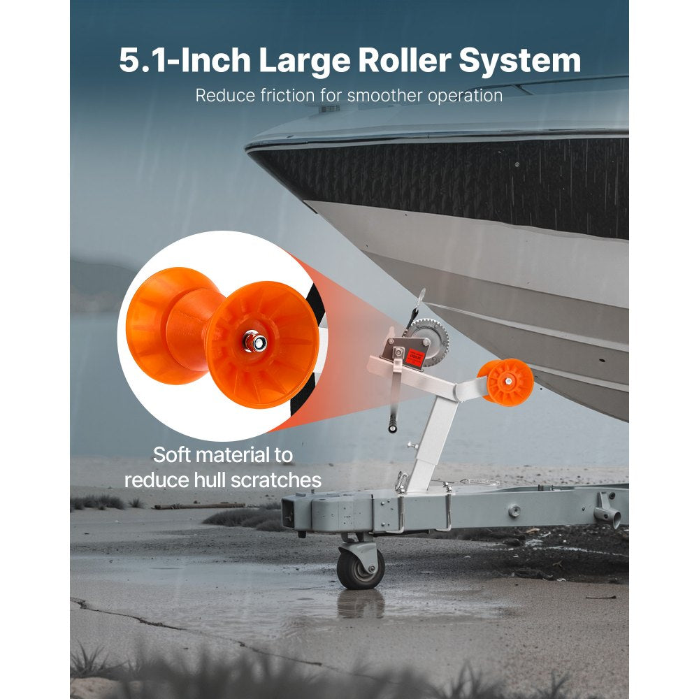 VEVOR Boat Trailer Winch Stand with Roller, 1200 lbs Winch & 2 in x 25 ft Winch Strap, Boat Winch Mount with U-Bolt for 2-3 Inches W x 3-4 Inches H Trailer Tongue, Fit for Jet Ski, Sailboat, Speedboat