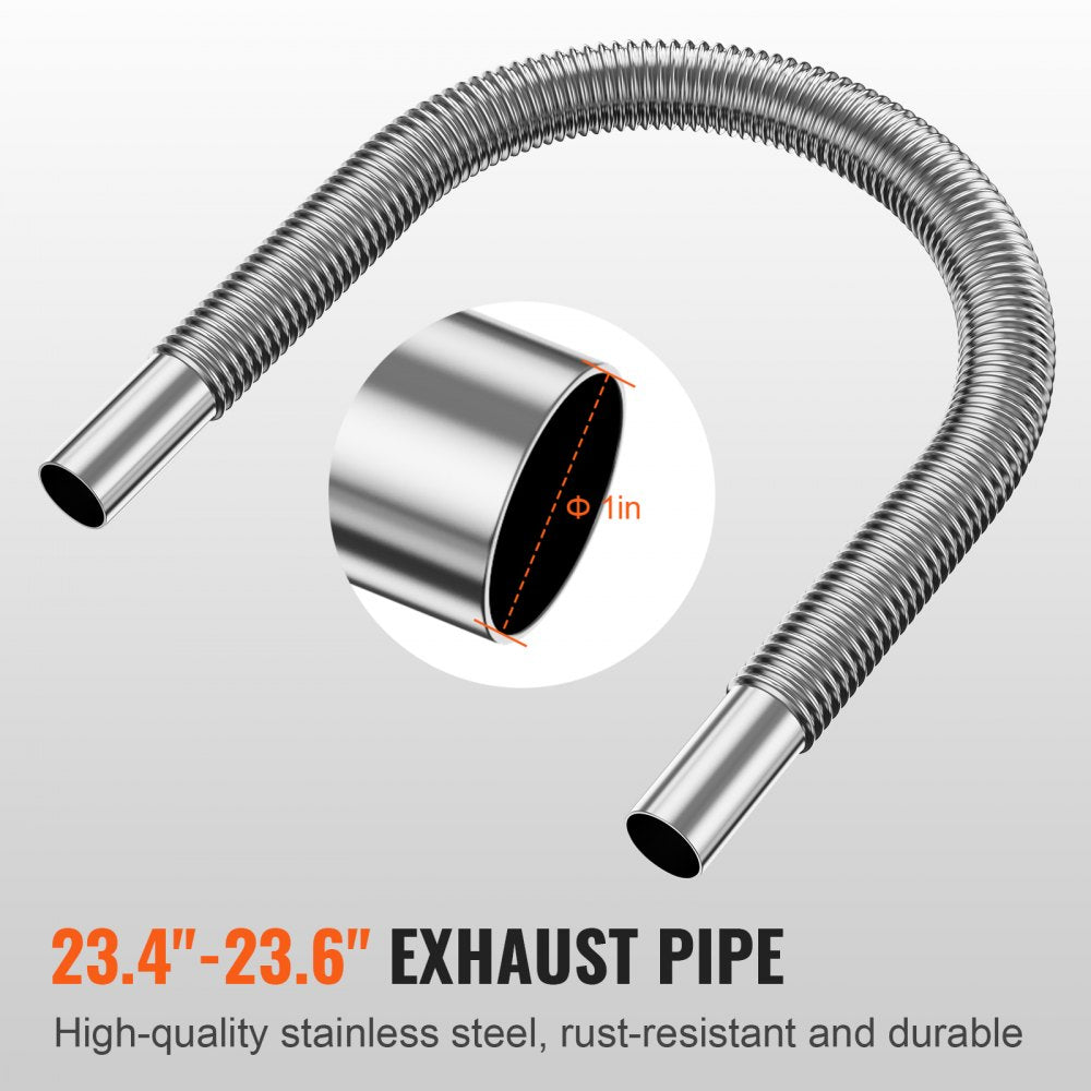 VEVOR Diesel Heater Pipe Ducting Set, 3" Extendable Air Duct Hose, 1" Stainless Steel Exhaust Pipe, 2 Air Vents, Tee Air Outlet Connector and Hose Clamps, for 5KW/8KW Diesel Parking Heaters