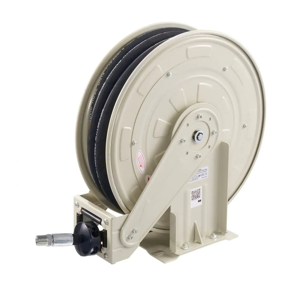 VEVOR Oil Hose Reel, 1/2 inch x 50 ft Retractable, Spring Driven Auto Swivel Rewind, Max 3625 PSI, Heavy-Duty Carbon Steel Construction with Steel Wire Braided Hose, for Engine / Gear / Hydraulic Oil