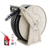 VEVOR Fuel Hose Reel, 1 inch x 50 ft Retractable, Spring Driven Auto Swivel Rewind, 300 PSI, Heavy-Duty Carbon Steel Construction with Industrial Grade Rubber Hose, for Diesel Fuel, Kerosene