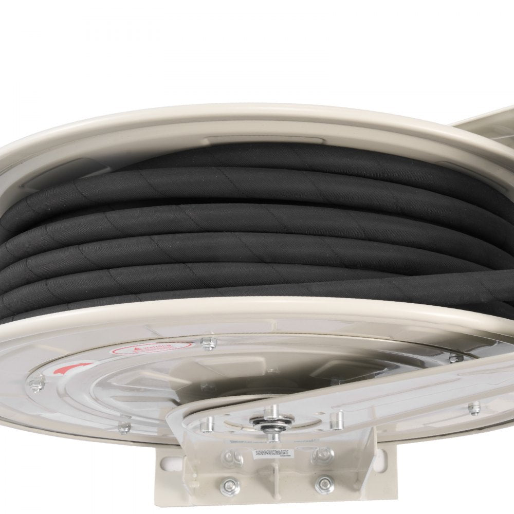 VEVOR Grease Hose Reel, 1/4 in x 50 ft Retractable, Spring Driven Auto Swivel Rewind, Max 10152 PSI, Heavy-Duty Carbon Steel Construction with Steel Wire Braided Hose, for Lube, Grease, Hydraulic Oil