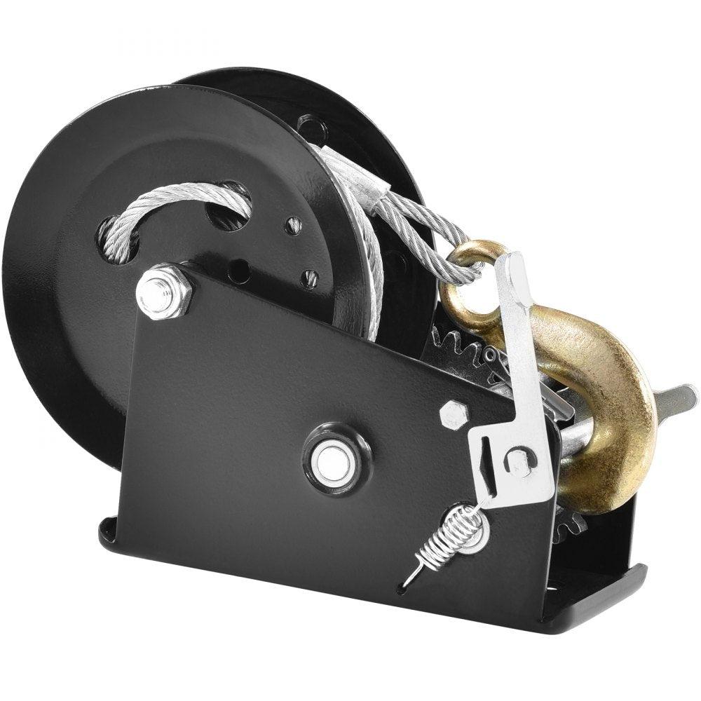 VEVOR Hand Winch, 3500 lbs Pulling Capacity, Boat Trailer Winch Heavy Duty Rope Crank with 33 ft Steel Wire Cable and Two-Way Ratchet, Manual Operated Hand Crank Winch for Trailer, Boat or ATV Towing