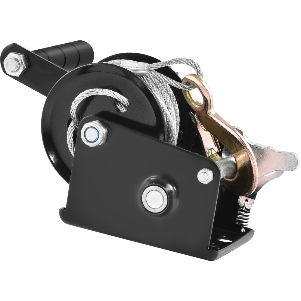 VEVOR Hand Winch, 800 lbs Pulling Capacity, Boat Trailer Winch Heavy Duty Rope Crank with 33 ft Steel Wire Cable and Two-Way Ratchet, Manual Operated Hand Crank Winch for Trailer, Boat or ATV Towing