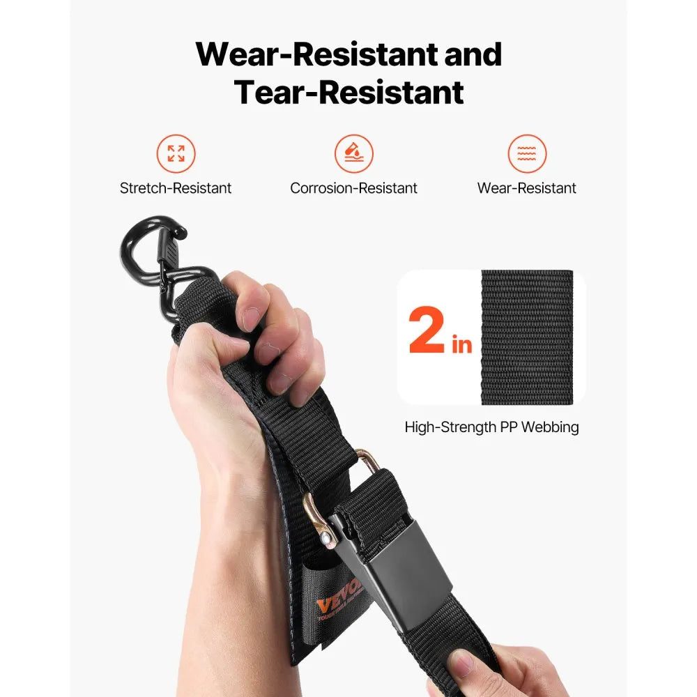 VEVOR Retractable Ratchet Straps, 2 in x 4 ft Ratchet Tie Down Straps with Security Lock S Hooks, 2 Pack Heavy Duty Ratchet Tie Down Straps with 1500 lbs Break Strength, for Trailers, Vehicles, Boat