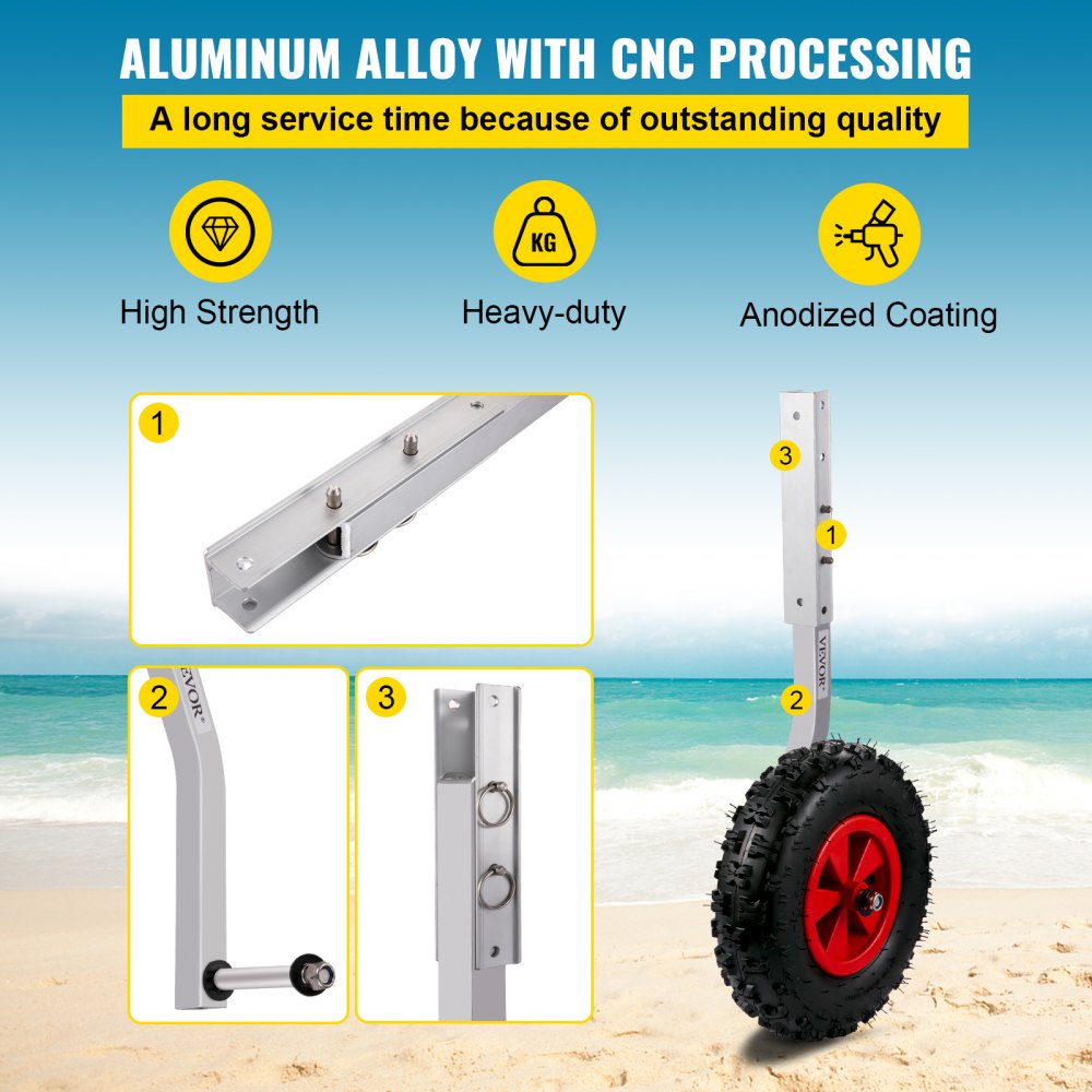 VEVOR Boat Launching Wheels, 12\" Boat Transom Launching Wheel, 500 LBS Loading Capacity Inflatable Boat Launch Wheels, Aluminium Alloy Transom Launching Dolly Wheels with 4 PCS of Quick Release Pins