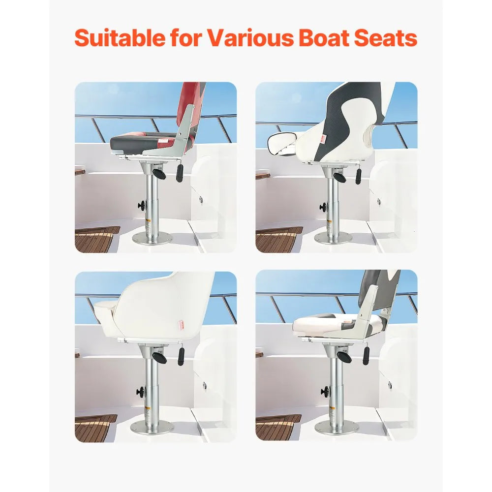 VEVOR Boat Seat Pedestal, Forward & Backward Sliding Adjustment, Aluminum Alloy Boat Chair Base with Slide, 5-inch Sliding Travel, Waterproof & Rust-resistant, Fit 2-7/8 Inch Diameter Pedestal Post