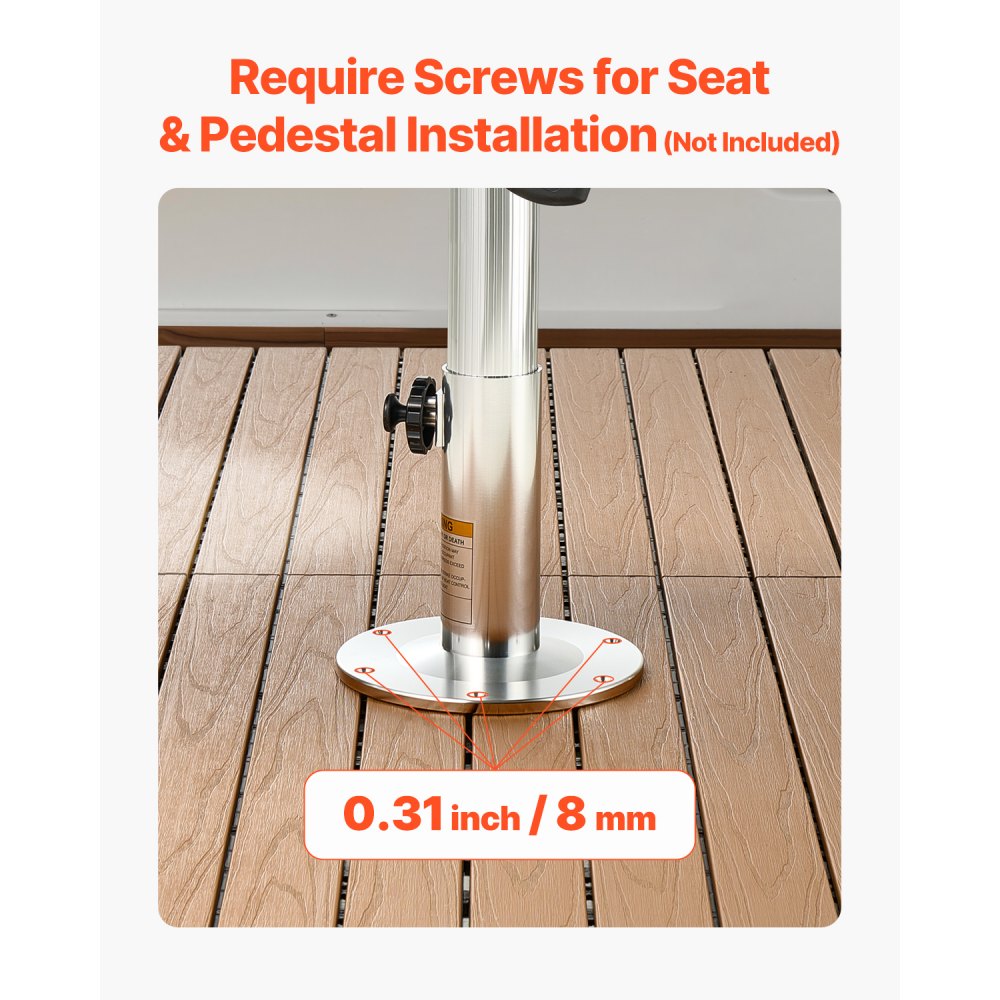 VEVOR Boat Seat Pedestal, Adjustable Height from 12.76 to 18.7 Inches, Aluminum Alloy Boat Chair Base with Locking Design, Waterproof & Rust-resistant, Ideal for Fishing and Boating Enthusiasts