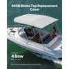 VEVOR 4 Bow Bimini Top Replacement Cover, 8 ft Long, Durable 600D Marine Grade Waterproof Sun Shade Boat Canopy with Storage Boot, Easy Install Zipper Sleeve Awning, 96"L x (91"-96")W, Gray (No Frame)