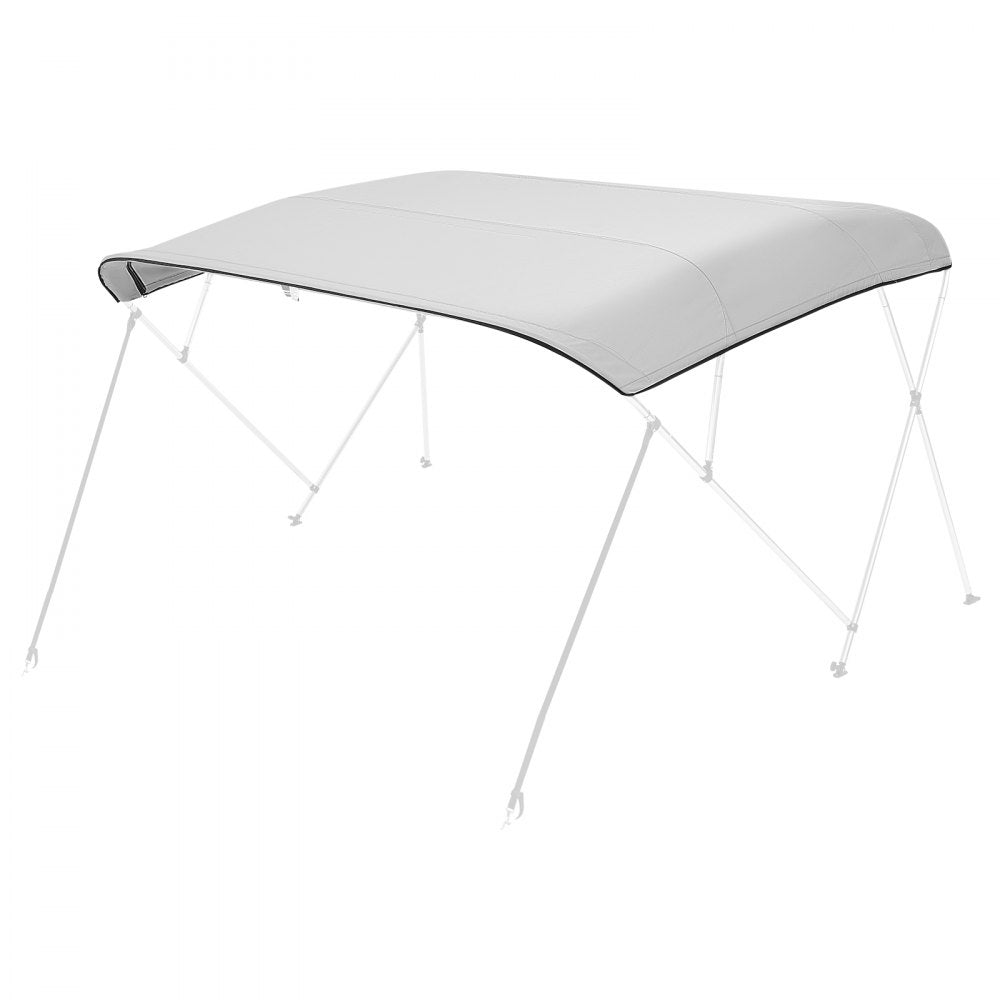 VEVOR 4 Bow Bimini Top Replacement Cover, 8 ft Long Durable 600D Marine Grade Waterproof Sun Shade Boat Canopy with Storage Boot, Easy Install Zipper Sleeve Awning, 96"L x (97"-103")W, Gray (No Frame)