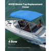 VEVOR 4 Bow Bimini Top Replacement Cover, 8 ft Long, Durable 600D Marine Grade Waterproof Sun Shade Boat Canopy with Storage Boot, Easy Install Zipper Sleeve Awning, 96"L x (91"-96")W, Blue (No Frame)