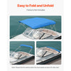 VEVOR 4 Bow Bimini Top Replacement Cover, 8 ft Long, Durable 600D Marine Grade Waterproof Sun Shade Boat Canopy with Storage Boot, Easy Install Zipper Sleeve Awning, 96"L x (91"-96")W, Blue (No Frame)