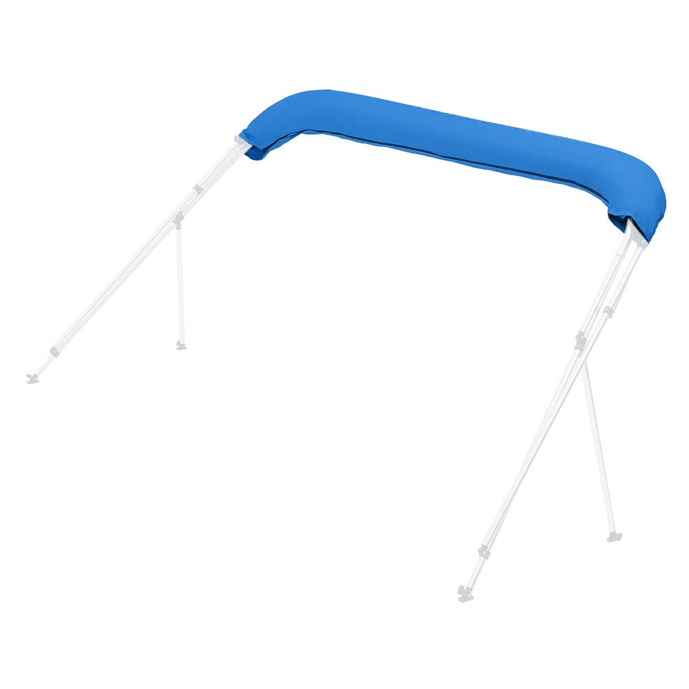 VEVOR 4 Bow Bimini Top Replacement Cover, 8 ft Long, Durable 600D Marine Grade Waterproof Sun Shade Boat Canopy with Storage Boot, Easy Install Zipper Sleeve Awning, 96"L x (91"-96")W, Blue (No Frame)