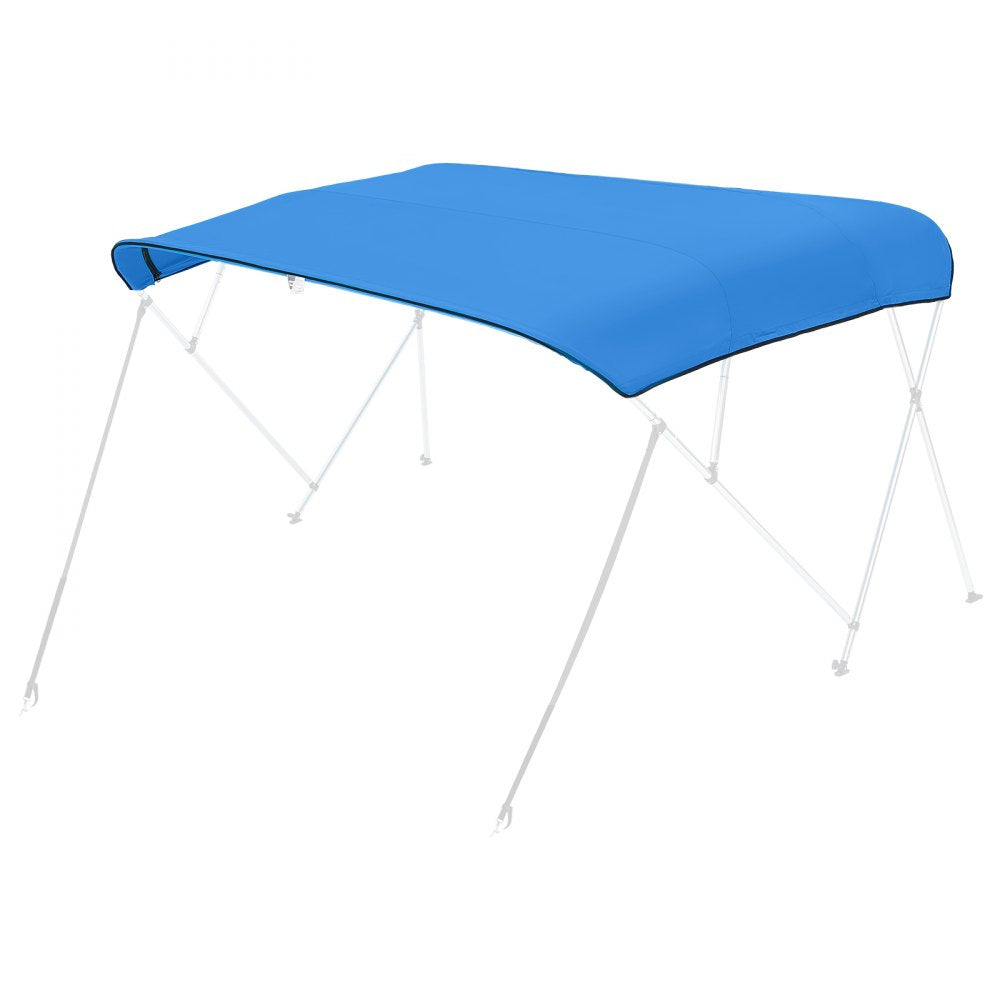 VEVOR 4 Bow Bimini Top Replacement Cover, 8 ft Long, Durable 600D Marine Grade Waterproof Sun Shade Boat Canopy with Storage Boot, Easy Install Zipper Sleeve Awning, 96"L x (91"-96")W, Blue (No Frame)