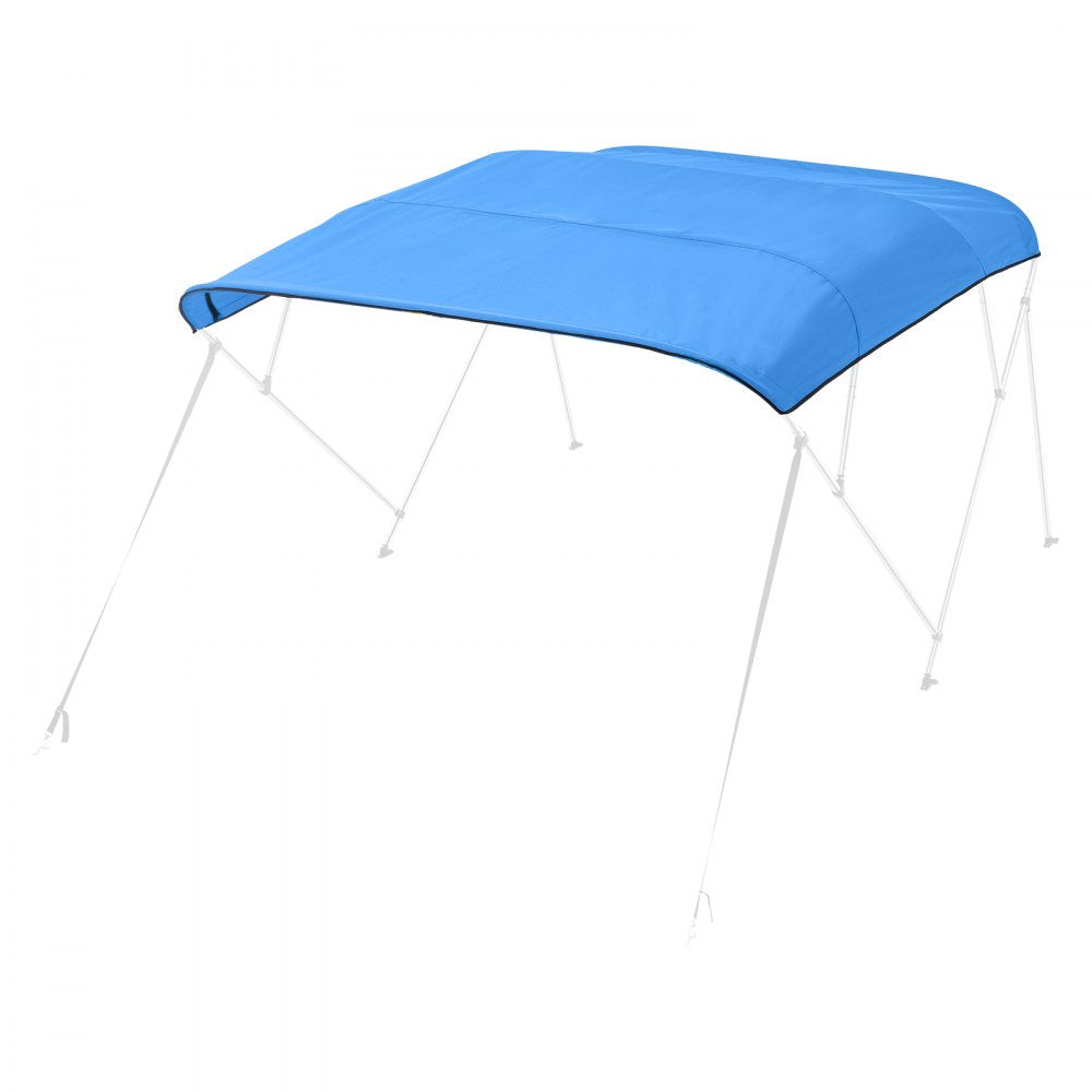 VEVOR 4 Bow Bimini Top Replacement Cover, 8 ft Long Durable 600D Marine Grade Waterproof Sun Shade Boat Canopy with Storage Boot, Easy Install Zipper Sleeve Awning, 96"L x (97"-103")W, Blue (No Frame)