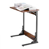 VEVOR C Table, Folding C Shaped End Table with Metal Frame & Adjustable Feet, Foldable C Shaped Side Table for Living Room Bedroom Office, 23.62 x 14.57 x 27.56 inch C Shaped TV Tray, Brown and Black