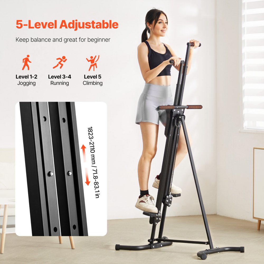 VEVOR Stair Stepper, Step Range Exercise Machine, Vertical Climber for Home Gym Exercise, Compact Folding Cardio Climber, Full-Body Workout Climber with Height Adjustable Handlebar, Non-Slip Pedal