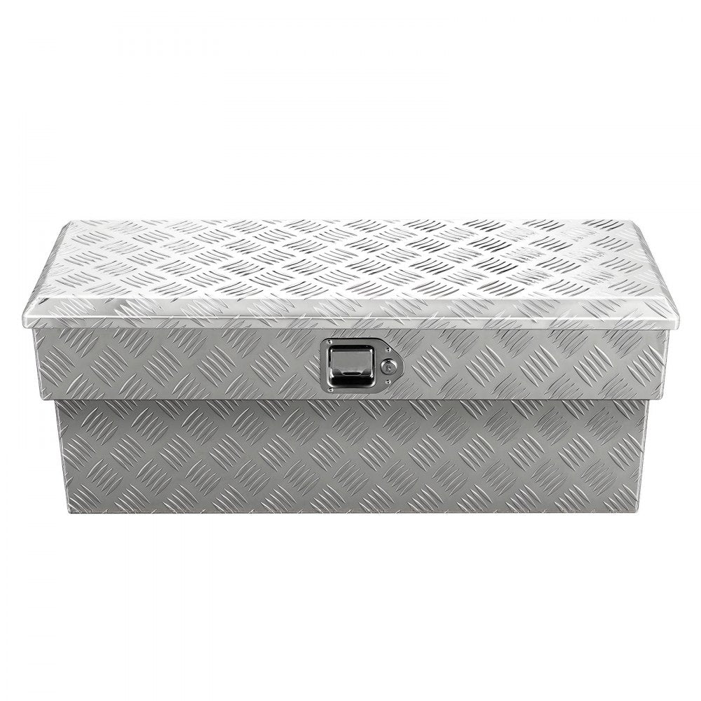 VEVOR Truck Bed Tool Box, Heavy Duty Aluminum Tool Box with Tread Patterns, Storage Toolbox Chest Organizer with Lock and Key, Ideal for Pickup, Truck Bed, RV, Trailer, 34 x 12 x 15.4 in, Silver