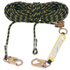 VEVOR Vertical Lifeline, 150ft (45.7m) Outdoor Climbing Rope 30KN Breaking Tension, Static Rock Climbing Rope with Steel Snap Hooks and Rope Grap, for Escape, Outdoor Adventures, and Lumbering, Black & Yellow