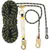 VEVOR Vertical Lifeline, 150ft (45.7m) Outdoor Climbing Rope 30KN Breaking Tension, Static Rock Climbing Rope with Steel Snap Hooks and Rope Grap, for Escape, Outdoor Adventures, and Lumbering, Black & Yellow