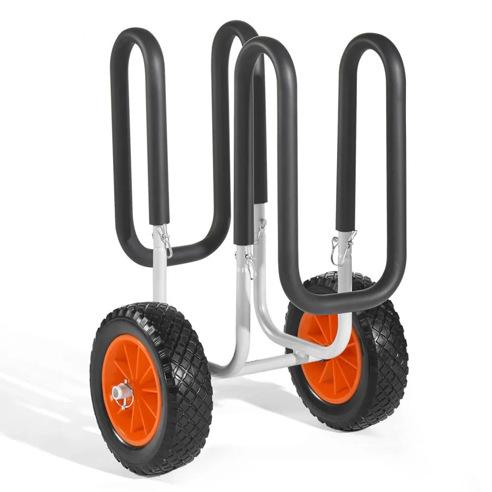 VEVOR Kayak Cart, 150 lbs Load Capacity, Stand Up Paddle Board Trolley with 10-inch Solid Rubber Tires & Kickstands, Paddle Board Carrier with Ratchet Strap for Paddleboard & Surfboard Transport