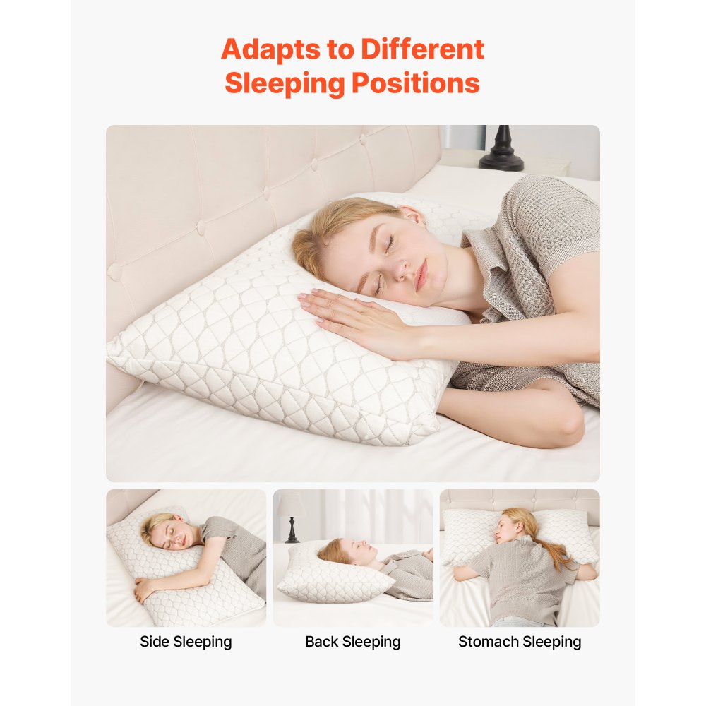 VEVOR Bed Pillow for Sleeping, King Size Luxury Quality Hotel Pillow with Memory Foam Fill, Supportive & Adjustable, Includes Natural Firber Pillowcase, Bedding for Back, Stomach and Side Sleepers