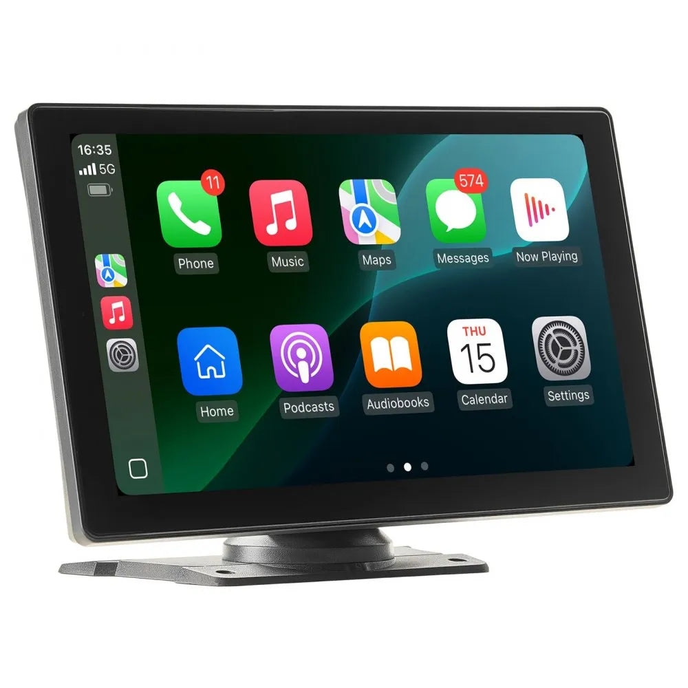 VEVOR Wireless Car Stereo, 9-Inch HD Portable Radio Touch Screen with Apple CarPlay and Android Auto, CarPlay Screen with Front & Backup Cameras, Voice Control, Mirror Link, Bluetooth, GPS Navigation