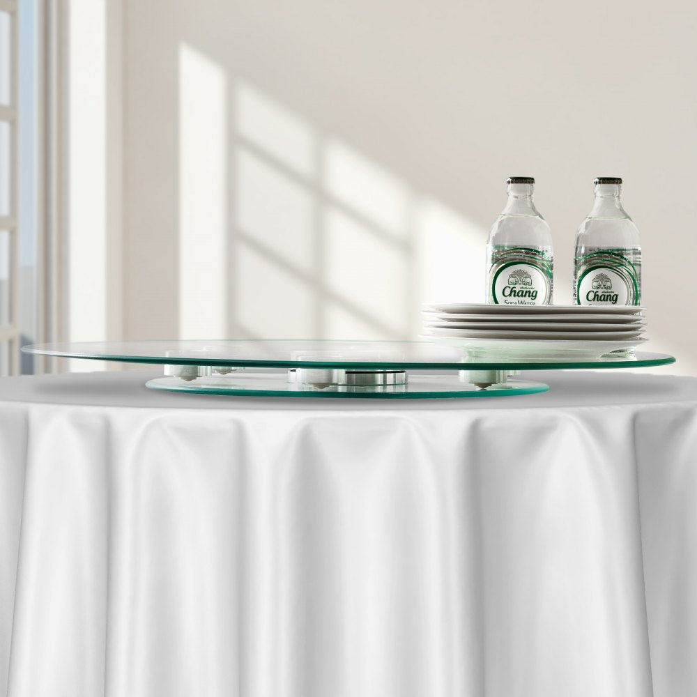 VEVOR 24 in Glass Lazy Susan Turntable, Tempered Glass Dining Table Centerpiece with 6 Rotating Wheels, 360° Smooth and Silent Spin Tabletop Rotating Tray, for Family Gatherings, Banquets & Weddings