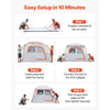 VEVOR Large SUV Tent for 6 Person, 10 x 9 FT 3-Season SUV Tailgate Tent with Ventilated Doors & Mesh Windows, PU2000mm Waterproof Dual-Use Car Rear Hatch Tents for Outdoor Camping Hiking