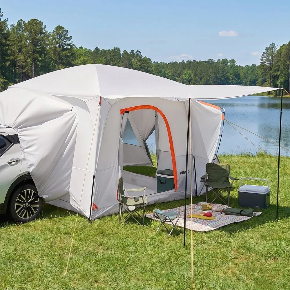 VEVOR SUV Camping Tent for 5-9 Person, 13 x 10 FT 3-Season SUV Tailgate Tent with Ventilated Windows, PU2000mm Waterproof Dual-Use Car Rear Hatch Tents for Outdoor Hiking Travels