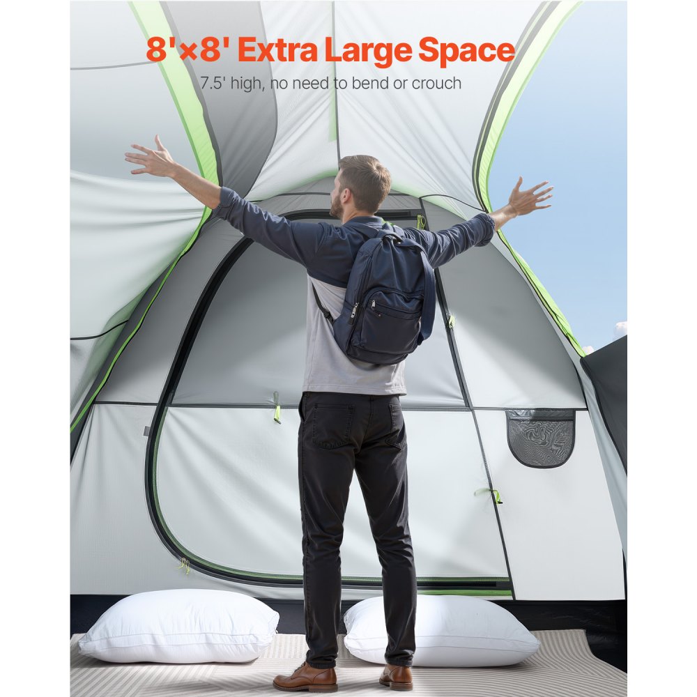 VEVOR SUV Tent for Camping, 8FT L x 8FT W, Waterproof PU2000mm Spacious Double Layer Design for 5-8 Person, SUV Camping Tent with Mesh Windows, Includes Rainfly & Storage Bag, for Outdoor Activities