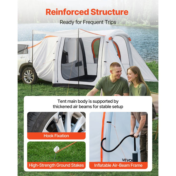 Vevor SUV Tent Inflatable Tailgate Tent with Awning 8 x 6.7' 3-Season ...