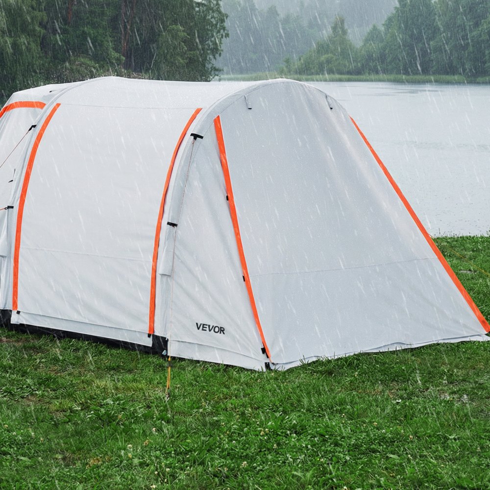VEVOR Inflatable SUV Tent with Awning, 8 x 6.7 ft 3-Season SUV Tailgate Tent with Ventilated Doors & Mesh Window, PU2000mm Waterproof Car Rear Hatch Tents for Outdoor Camping - Air Pump Included