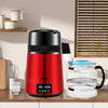 VEVOR 1.1Gal Water Distiller, 0.3Gal/H, 750W Distilled Water Maker Machine 0-99H Timing Setting Temp Display, 304 Stainless Steel Countertop Distiller Glass Carafe Cleaning Powder 3 Carbon Packs, Red